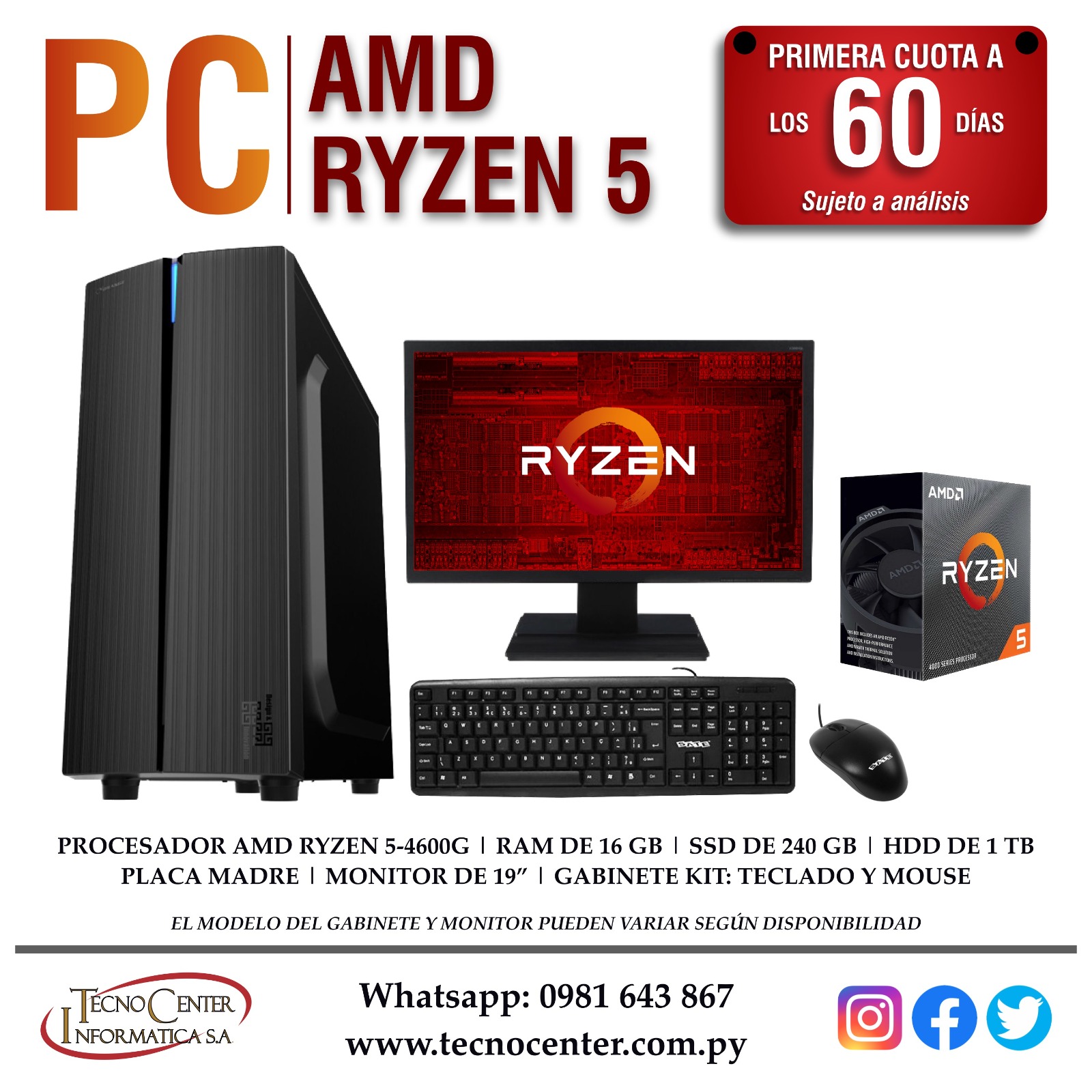 PC de Escritorio AMD Ryzen 5 RAM 16 GB
